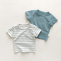 Load image into Gallery viewer, Baby Kid Girls Boys Solid Color Striped T-Shirts Wholesale 25040309
