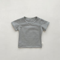 Load image into Gallery viewer, Baby Kid Girls Boys Solid Color Striped T-Shirts Wholesale 25040309
