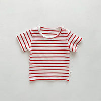Load image into Gallery viewer, Baby Kid Girls Boys Solid Color Striped T-Shirts Wholesale 25040309
