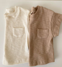 Load image into Gallery viewer, Baby Kid Girls Boys Solid Color Muslin&amp;Ribbed T-Shirts Wholesale 25040310
