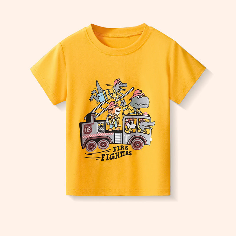 Kid Boys Animals Cartoon Print Tops Wholesale 250403104