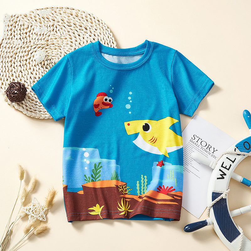 Kid Boys Animals Cartoon Print Tops Wholesale 250403105
