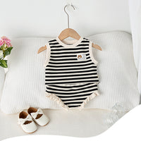 Load image into Gallery viewer, 2 Pieces Set Baby Kid Girls Striped Tank Tops And Shorts Wholesale 250403123

