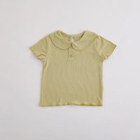 Load image into Gallery viewer, Baby Kid Girls Solid Color Muslin&amp;Ribbed T-Shirts Wholesale 25040318
