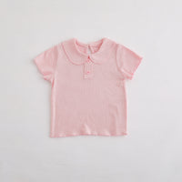 Load image into Gallery viewer, Baby Kid Girls Solid Color Muslin&amp;Ribbed T-Shirts Wholesale 25040318
