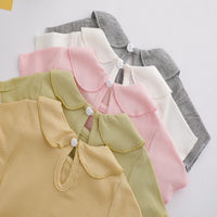 Load image into Gallery viewer, Baby Kid Girls Solid Color Muslin&amp;Ribbed T-Shirts Wholesale 25040318

