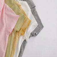 Load image into Gallery viewer, Baby Kid Girls Solid Color Muslin&amp;Ribbed T-Shirts Wholesale 25040318
