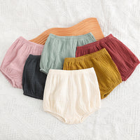 Load image into Gallery viewer, Baby Kid Girls Boys Solid Color Muslin&amp;Ribbed Shorts Wholesale 25040322
