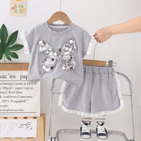 Load image into Gallery viewer, 2 Pieces Set Baby Kid Girls Butterfly Tank Tops And Solid Color Shorts Wholesale 25040333
