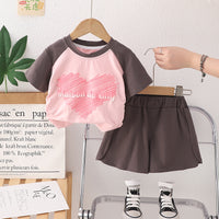 Load image into Gallery viewer, 2 Pieces Set Baby Kid Girls Letters Love heart Tops And Solid Color Shorts Wholesale 25040334
