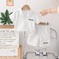 Load image into Gallery viewer, 2 Pieces Set Baby Kid Girls Boys Solid Color Letters Tops And Shorts Wholesale 25040335

