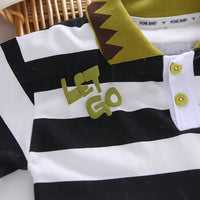 Load image into Gallery viewer, 2 Pieces Set Baby Kid Boys Striped Letters Tops And Solid Color Shorts Wholesale 25040341
