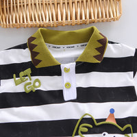 Load image into Gallery viewer, 2 Pieces Set Baby Kid Boys Striped Letters Tops And Solid Color Shorts Wholesale 25040341
