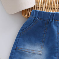 Load image into Gallery viewer, 2 Pieces Set Baby Kid Boys Striped Letters Tops And Solid Color Shorts Wholesale 25040341
