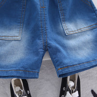 Load image into Gallery viewer, 2 Pieces Set Baby Kid Boys Striped Letters Tops And Solid Color Shorts Wholesale 25040341
