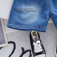 Load image into Gallery viewer, 2 Pieces Set Baby Kid Boys Striped Letters Tops And Solid Color Shorts Wholesale 25040341
