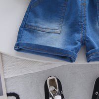 Load image into Gallery viewer, 2 Pieces Set Baby Kid Boys Striped Letters Tops And Solid Color Shorts Wholesale 25040341
