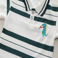Load image into Gallery viewer, 2 Pieces Set Baby Kid Boys Striped Dinosaur Tops And Solid Color Shorts Wholesale 25040344
