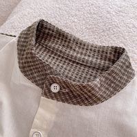 Load image into Gallery viewer, 2 Pieces Set Baby Kid Boys Color-blocking Checked Shirts And Solid Color Shorts Wholesale 25040346
