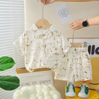 Load image into Gallery viewer, 2 Pieces Set Baby Kid Boys Print Shirts And Shorts Wholesale 25040348

