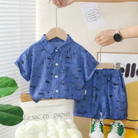 Load image into Gallery viewer, 2 Pieces Set Baby Kid Boys Print Shirts And Shorts Wholesale 25040348
