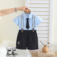 Load image into Gallery viewer, 2 Pieces Set Baby Kid Boys Letters Shirts And Solid Color Shorts Wholesale 25040351
