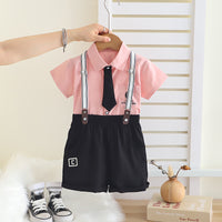Load image into Gallery viewer, 2 Pieces Set Baby Kid Boys Letters Shirts And Solid Color Shorts Wholesale 25040351
