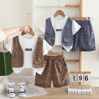 Load image into Gallery viewer, 2 Pieces Set Baby Kid Boys Letters Tops And Leopard Shorts Wholesale 25040354
