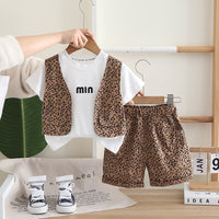 Load image into Gallery viewer, 2 Pieces Set Baby Kid Boys Letters Tops And Leopard Shorts Wholesale 25040354
