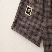 Load image into Gallery viewer, 2 Pieces Set Baby Kid Boys Letters Shirts And Checked Shorts Wholesale 25040355
