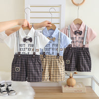 Load image into Gallery viewer, 2 Pieces Set Baby Kid Boys Letters Shirts And Checked Shorts Wholesale 25040355
