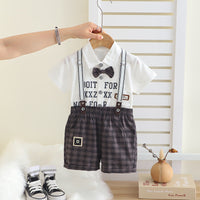 Load image into Gallery viewer, 2 Pieces Set Baby Kid Boys Letters Shirts And Checked Shorts Wholesale 25040355
