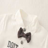 Load image into Gallery viewer, 2 Pieces Set Baby Kid Boys Letters Shirts And Checked Shorts Wholesale 25040355
