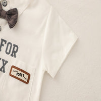 Load image into Gallery viewer, 2 Pieces Set Baby Kid Boys Letters Shirts And Checked Shorts Wholesale 25040355
