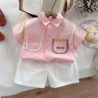 Load image into Gallery viewer, 2 Pieces Set Baby Kid Boys Letters Shirts And Solid Color Shorts Wholesale 25040357
