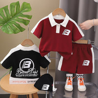 Load image into Gallery viewer, 2 Pieces Set Baby Kid Boys Letters Color-blocking Tops And Shorts Wholesale 25040359
