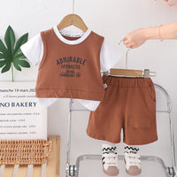 Load image into Gallery viewer, 2 Pieces Set Baby Kid Girls Boys Letters Tops And Solid Color Shorts Wholesale 25040361
