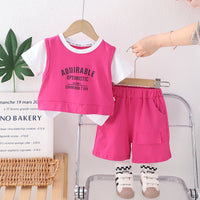Load image into Gallery viewer, 2 Pieces Set Baby Kid Girls Boys Letters Tops And Solid Color Shorts Wholesale 25040361
