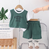 Load image into Gallery viewer, 2 Pieces Set Baby Kid Girls Boys Letters Tops And Solid Color Shorts Wholesale 25040361
