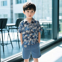 Load image into Gallery viewer, 2 Pieces Set Baby Kid Boys Color-blocking Shirts And Solid Color Shorts Wholesale 25040363
