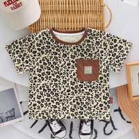 Load image into Gallery viewer, 2 Pieces Set Baby Kid Girls Boys Leopard Tops And Solid Color Shorts Wholesale 25040365
