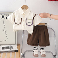 Load image into Gallery viewer, 2 Pieces Set Baby Kid Boys Letters Shirts And Solid Color Shorts Wholesale 25040367

