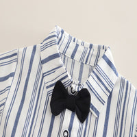 Load image into Gallery viewer, 2 Pieces Set Baby Kid Boys Striped Shirts And Solid Color Shorts Wholesale 25040369

