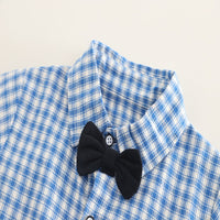 Load image into Gallery viewer, 2 Pieces Set Baby Kid Boys Checked Shirts And Solid Color Shorts Wholesale 25040370
