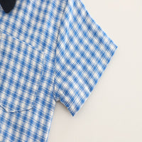 Load image into Gallery viewer, 2 Pieces Set Baby Kid Boys Checked Shirts And Solid Color Shorts Wholesale 25040370
