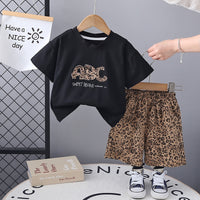 Load image into Gallery viewer, 2 Pieces Set Baby Kid Unisex Letters Tops And Leopard Shorts Wholesale 25040371
