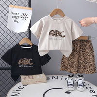 Load image into Gallery viewer, 2 Pieces Set Baby Kid Unisex Letters Tops And Leopard Shorts Wholesale 25040371
