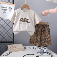 Load image into Gallery viewer, 2 Pieces Set Baby Kid Unisex Letters Tops And Leopard Shorts Wholesale 25040371
