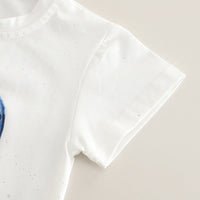 Load image into Gallery viewer, 2 Pieces Set Baby Kid Boys Cartoon Print Tops And Solid Color Shorts Wholesale 25040373
