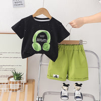 Load image into Gallery viewer, 2 Pieces Set Baby Kid Boys Cartoon Print Tops And Solid Color Shorts Wholesale 25040373
